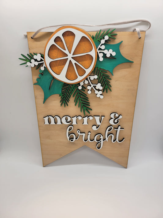 Merry & Bright Penant Sign