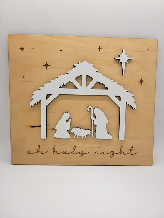 Maple Shelf Sitter Nativity Sign