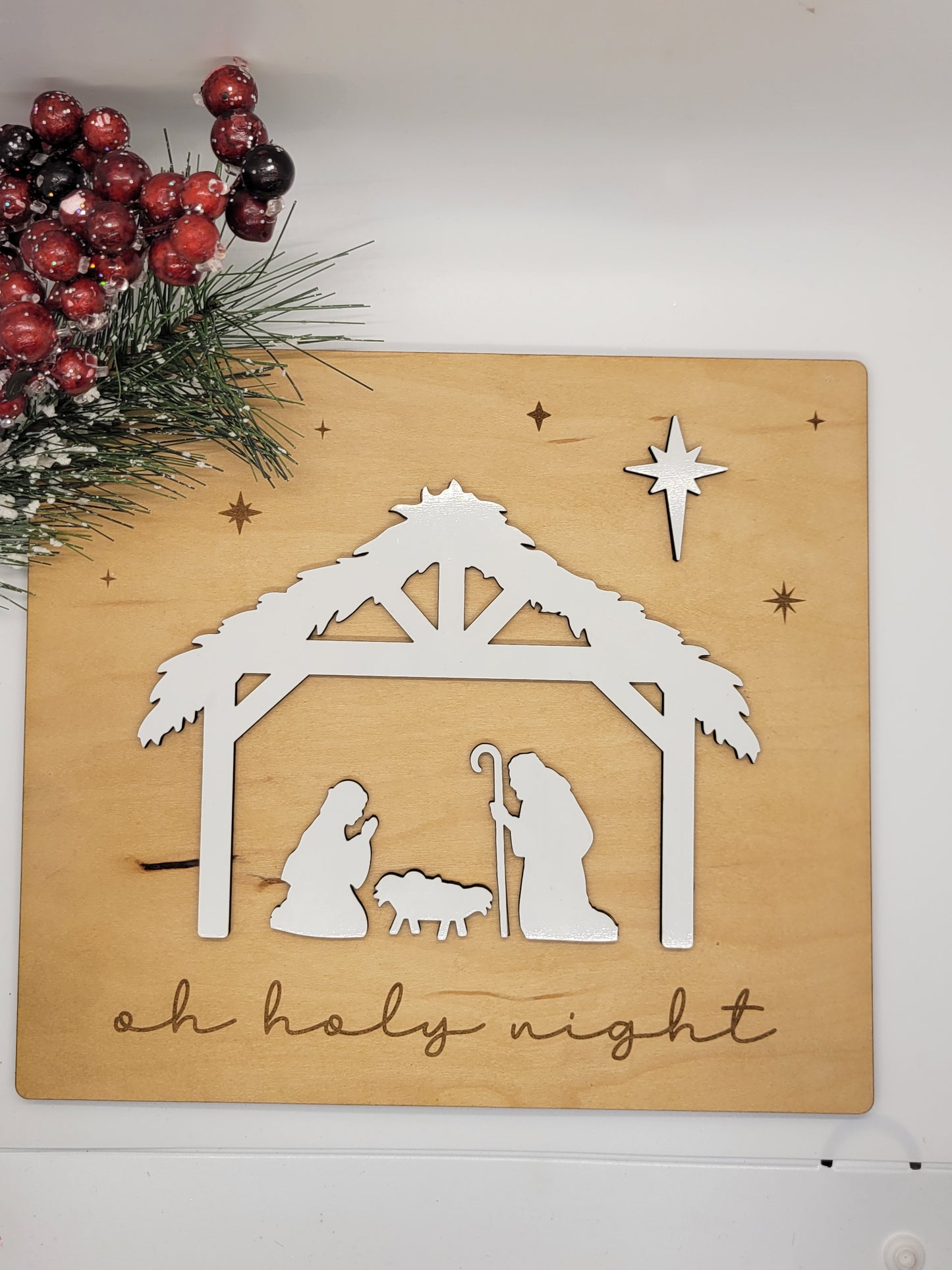 Maple Shelf Sitter Nativity Sign