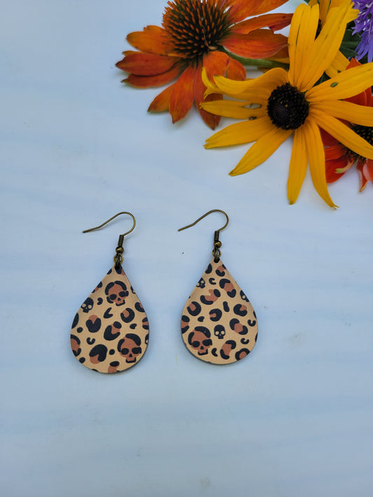 Cheetah Skull Print Earrings