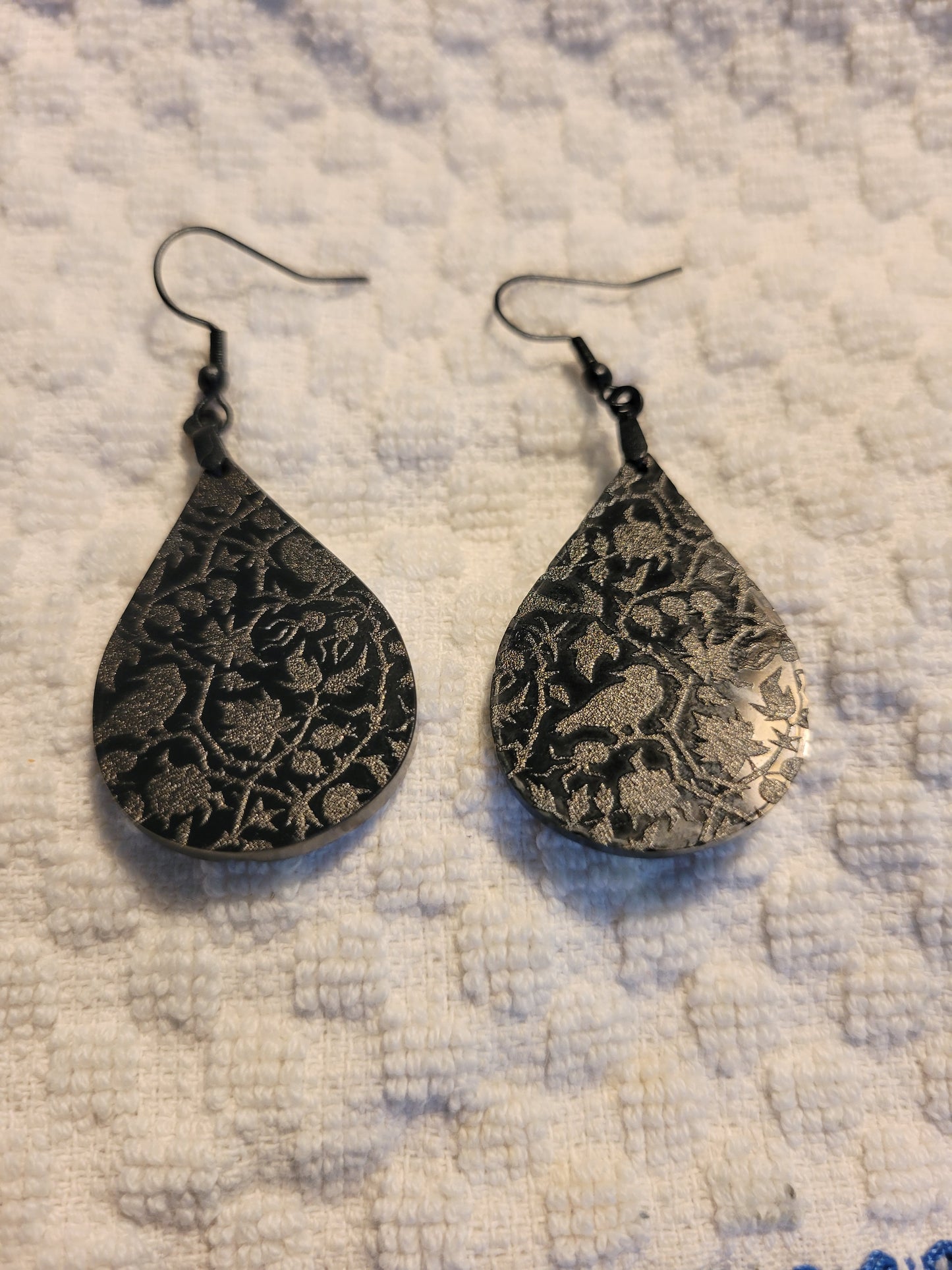 Teardrop Crow Earrings