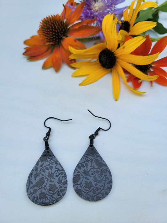 Teardrop Crow Earrings