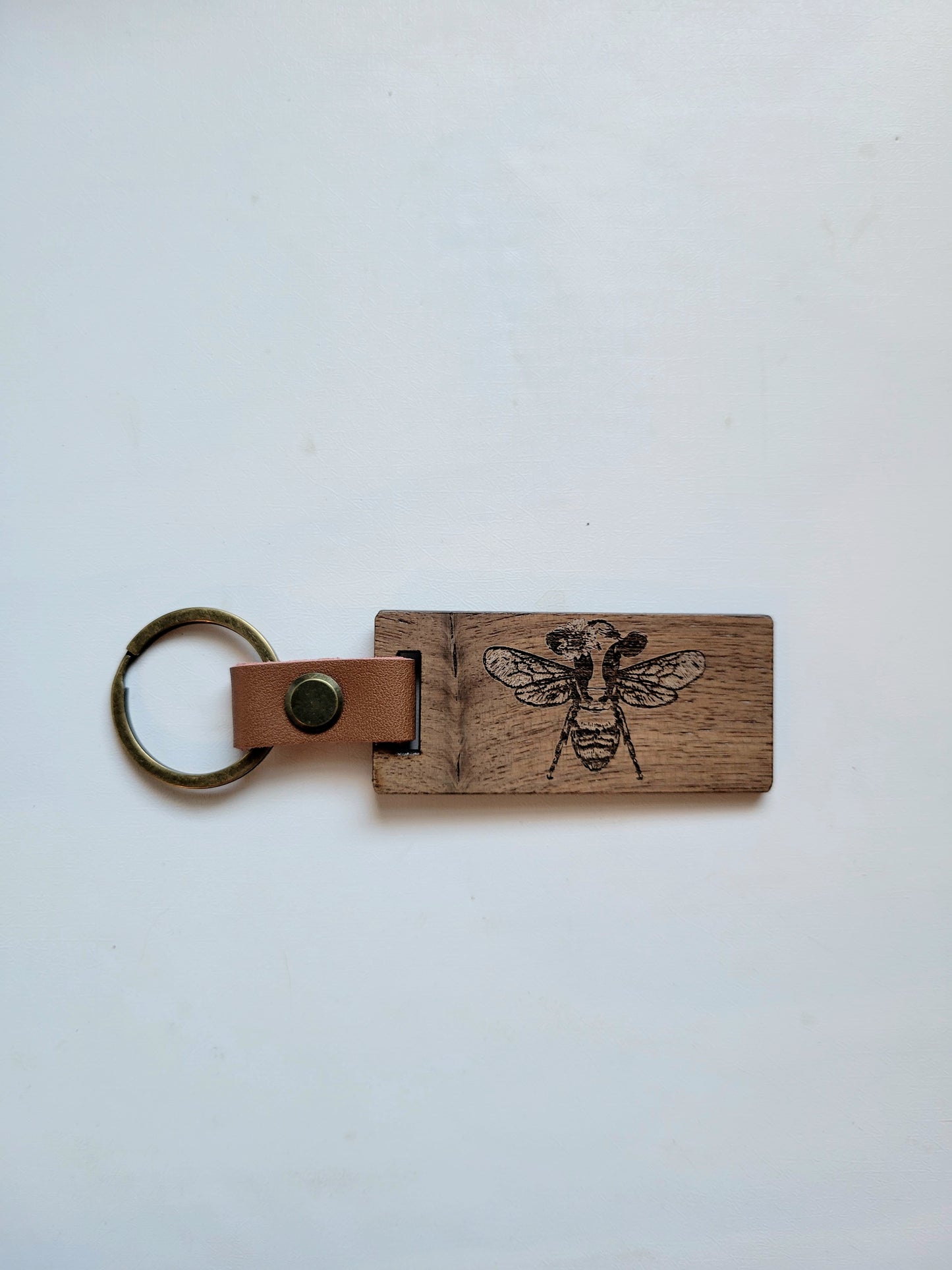 Walnut and Leather Keychain